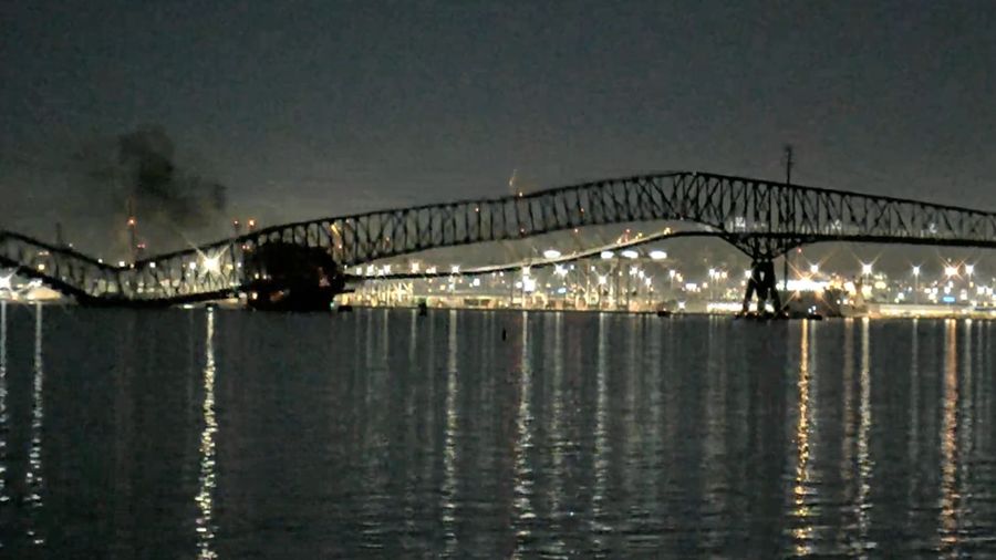 Jembatan Baltimore. (Tangkapan Layar Youtube/StreamTime Live)