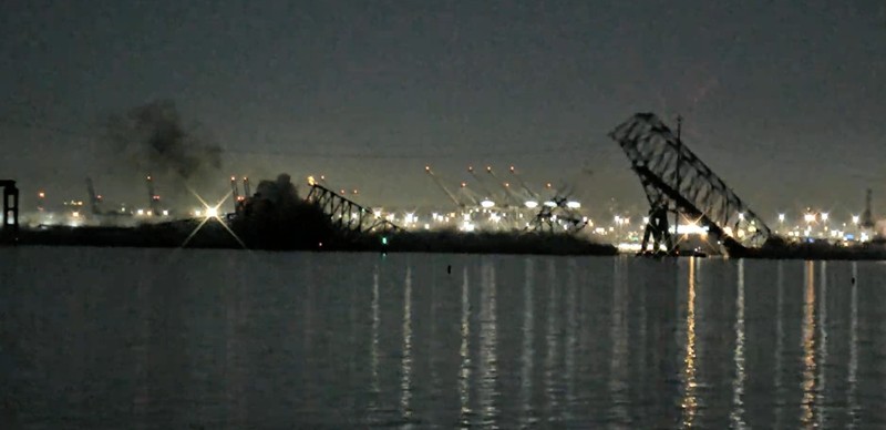 Jembatan Baltimore. (Tangkapan Layar Youtube/StreamTime Live) Jembatan Baltimore. (Tangkapan Layar Youtube/StreamTime Live)