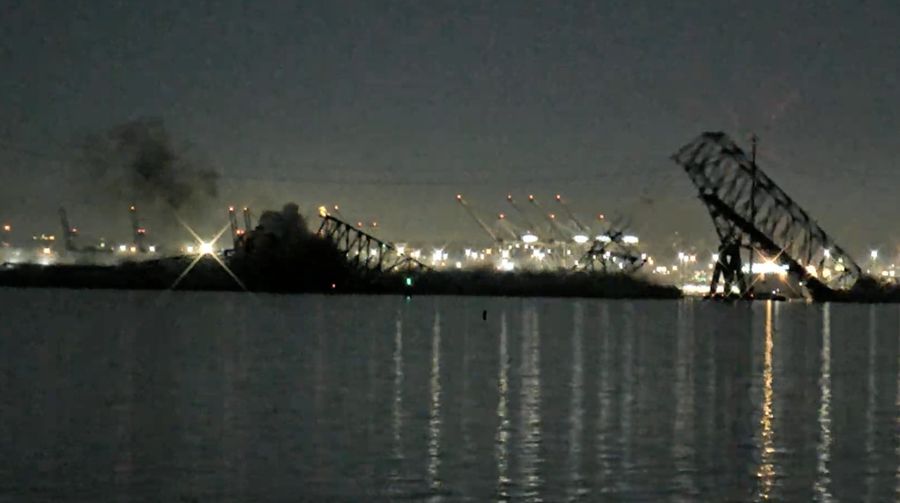 Jembatan Baltimore. (Tangkapan Layar Youtube/StreamTime Live)