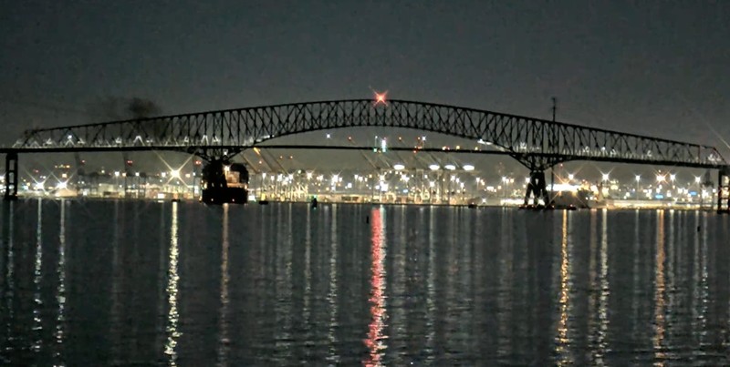 Jembatan Baltimore. (Tangkapan Layar Youtube/StreamTime Live) Jembatan Baltimore. (Tangkapan Layar Youtube/StreamTime Live)