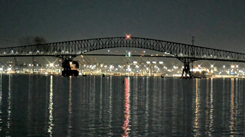 Jembatan Baltimore. (Tangkapan Layar Youtube/StreamTime Live)