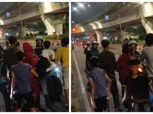 Respek! Gerombolan Bocil Pukul Mundur Pemotor Lawan Arah di Jaktim