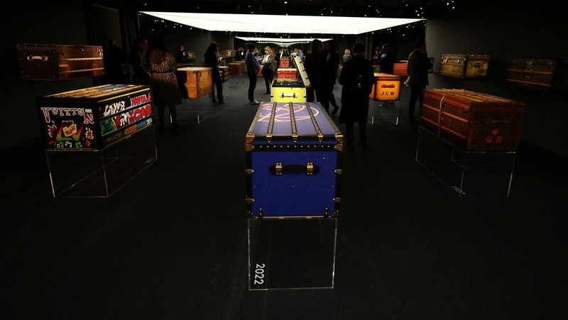 Trunks from the Louis Vuitton collection are displayed in the trunks museum at the Louis Vuitton workshops in Asnieres-sur-Seine near Paris, France, March 27, 2024. REUTERS/Stephanie Lecocq