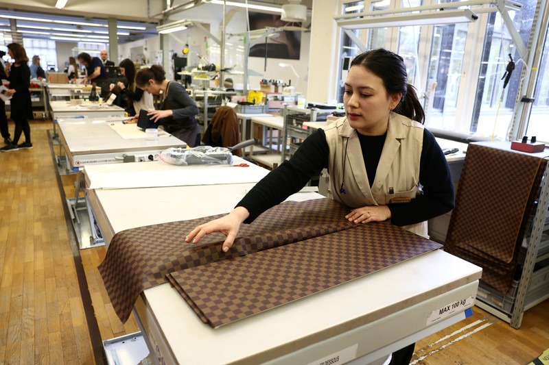 Trunks from the Louis Vuitton collection are displayed in the trunks museum at the Louis Vuitton workshops in Asnieres-sur-Seine near Paris, France, March 27, 2024. REUTERS/Stephanie Lecocq