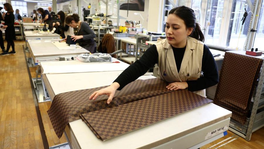 Trunks from the Louis Vuitton collection are displayed in the trunks museum at the Louis Vuitton workshops in Asnieres-sur-Seine near Paris, France, March 27, 2024. REUTERS/Stephanie Lecocq