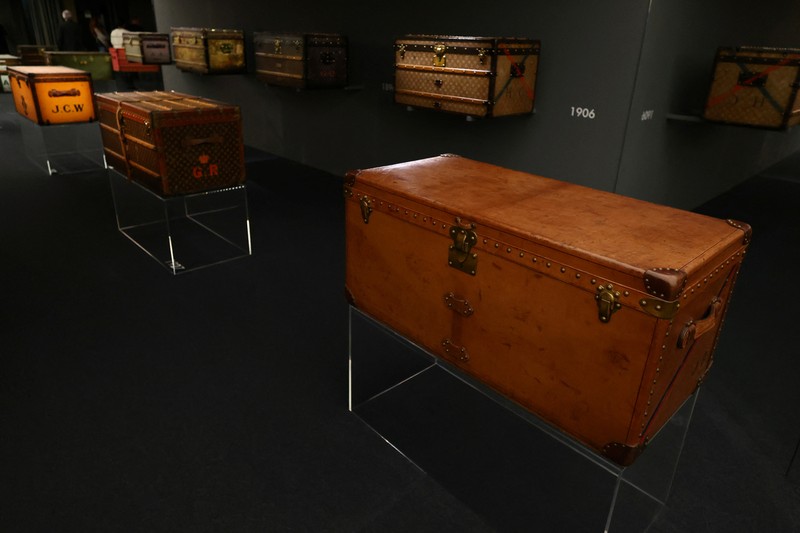 Trunks from the Louis Vuitton collection are displayed in the trunks museum at the Louis Vuitton workshops in Asnieres-sur-Seine near Paris, France, March 27, 2024. REUTERS/Stephanie Lecocq