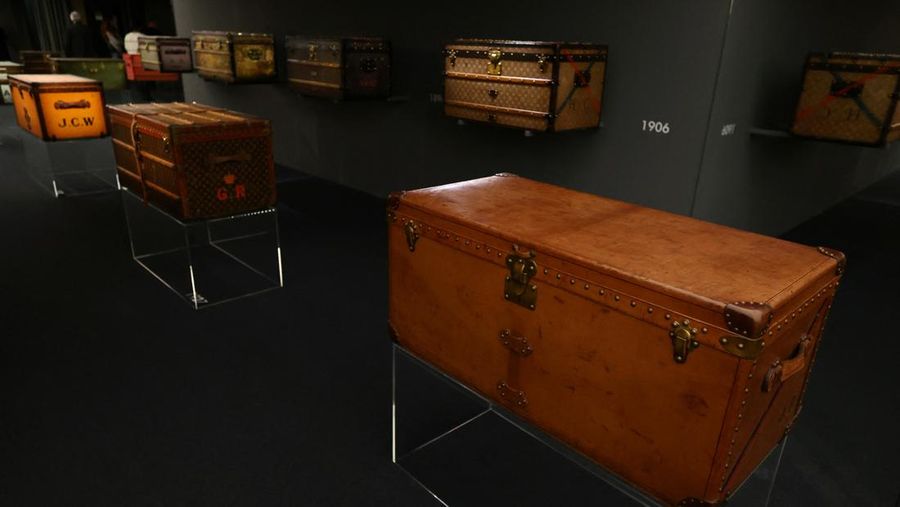 Trunks from the Louis Vuitton collection are displayed in the trunks museum at the Louis Vuitton workshops in Asnieres-sur-Seine near Paris, France, March 27, 2024. REUTERS/Stephanie Lecocq