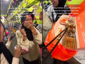 Tak Bisa Bukber karena Kerja, Wanita Ini Dibawakan Makanan oleh Temannya