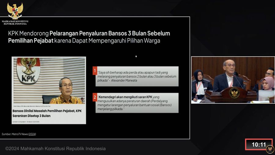 Faisal Basri dalam sidang perselisihan hasil Pemilu Presiden & Wakil Presiden Tahun 2024, 1 April 2024. (Dok: KPU)