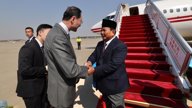 Menteri Pertahanan Prabowo Subianto tiba di China pada Minggu (31/3) untuk hadiri undangan Presiden Xi Jinping. (Istimewa)
