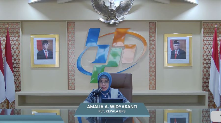 Plt. Kepala BPS, Amalia Adininggar Widyasanti dalam acara rilis BPS, Senin (1/4/2024). (Tangkapan layar Youtube BPS RI)