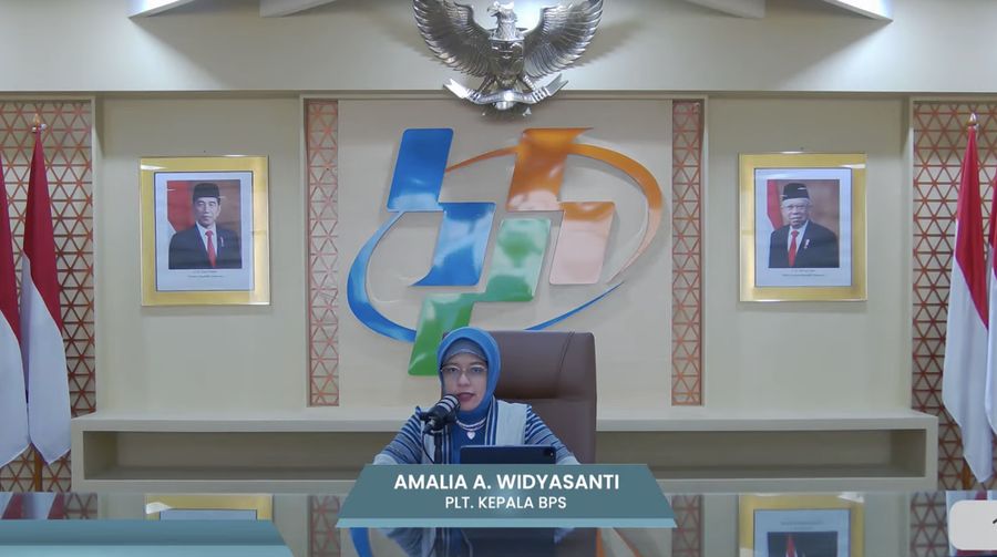 Plt. Kepala BPS, Amalia Adininggar Widyasanti dalam acara rilis BPS, Senin (1/4/2024). (Tangkapan layar Youtube BPS RI)
