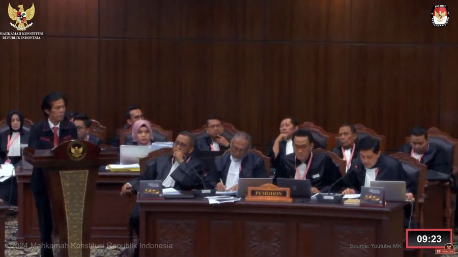 Sidang perselisihan hasil Pemilu Presiden & Wakil Presiden Tahun 2024, 1 April 2024. (Dok: KPU)