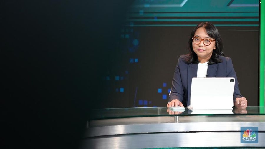 Direktur Finance PT Bank Negara Indonesia (Persero) TBK, Novita Widya Anggraini dalam program Money Talks pada Selasa (2/4/2024). (CNBC Indonesia/Tias Budiarto)