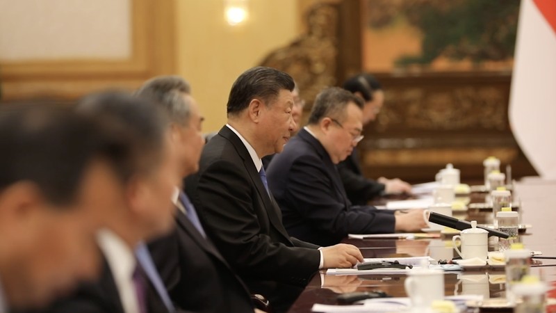 Menteri Pertahanan Prabowo Subianto bertemu dengan Presiden Xi Jinping di China pada Minggu (31/3/2024). (Dok. Kemhan RI)