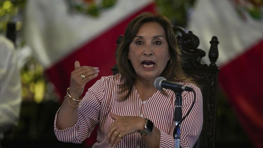 Presiden Peru Dina Boluarte. (AP Photo/Guadalupe Pardo)