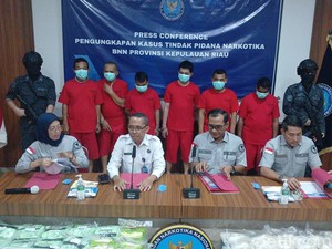 BNNP Kepri Tangkap 6 Kurir Narkoba, 26 Kg Sabu-40 Ribu Ekstasi Disita