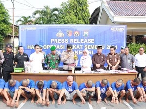 136 Tersangka Ditangkap Selama Operasi Pekat Semeru 2024 di Kediri