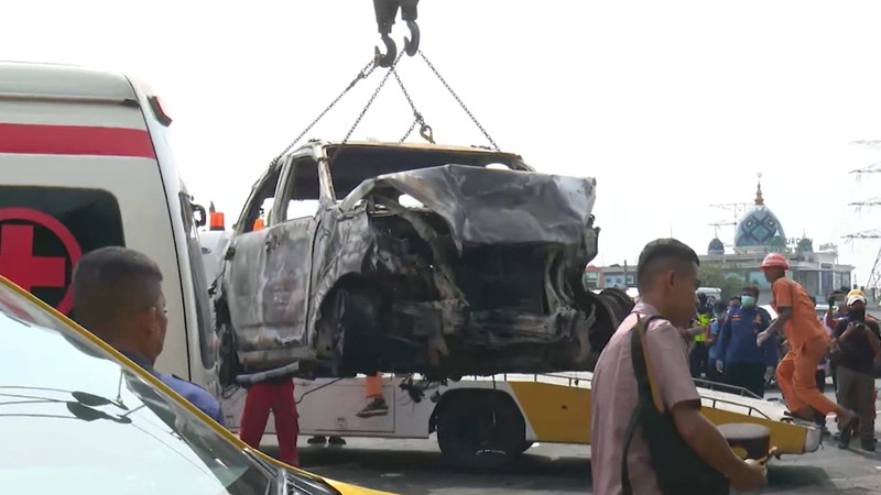 Kecelakaan Tol Jakarta Cikampek KM 58 Kecelakaan Tol Jakarta Cikampek KM 58. (Tangkapan Layar CNN Indonesia TV)