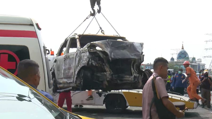 Kecelakaan  Tol Jakarta Cikampek KM 58. (Tangkapan Layar CNN Indonesia TV)