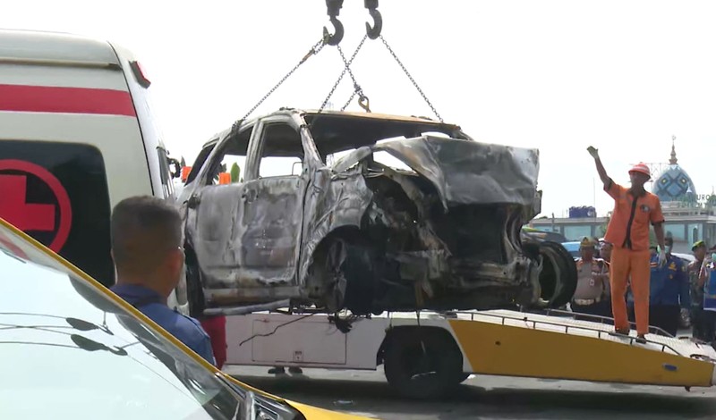 Kecelakaan Tol Jakarta Cikampek KM 58 Kecelakaan Tol Jakarta Cikampek KM 58. (Tangkapan Layar CNN Indonesia TV)
