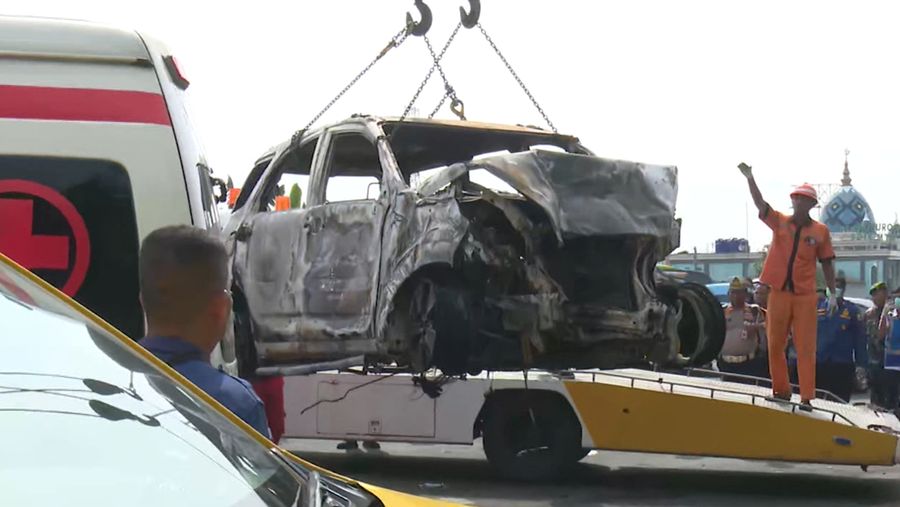 Kecelakaan  Tol Jakarta Cikampek KM 58. (Tangkapan Layar CNN Indonesia TV)