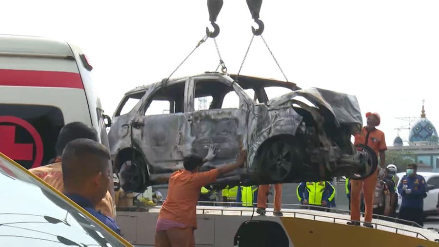 Kecelakaan  Tol Jakarta Cikampek KM 58. (Tangkapan Layar CNN Indonesia TV)