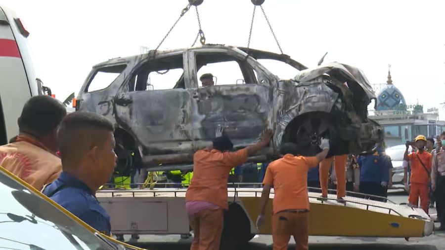 Kecelakaan  Tol Jakarta Cikampek KM 58. (Tangkapan Layar CNN Indonesia TV)