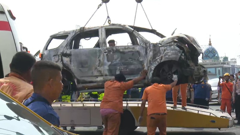 Kecelakaan  Tol Jakarta Cikampek KM 58. (Tangkapan Layar CNN Indonesia TV)