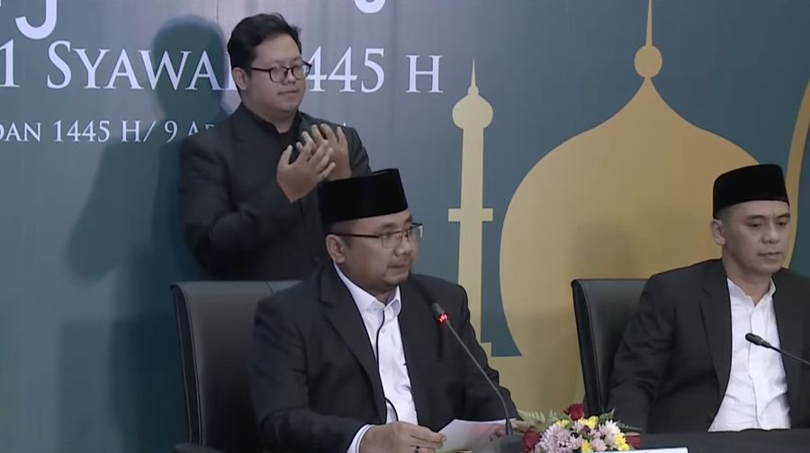 Pengumuman Hasil Sidang Isbat Penetapan Idulfitri 1 Syawal 1445 H. (Tangkapan layar Kemenag RI)