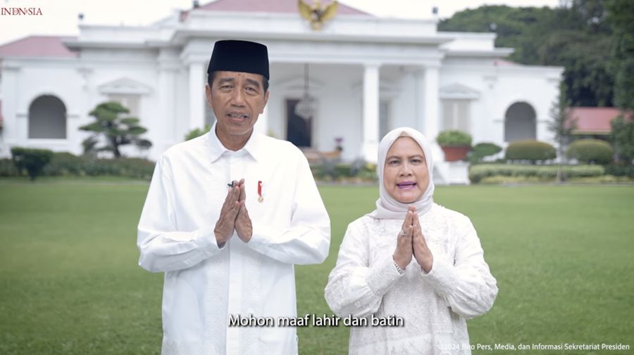 Presiden Jokowi dan Ibu Iriana Ucapkan Selamat Idulfitri 1445 Hijriah, 9 April 2024 (Tangkapan layar Youtube Setpres RI)