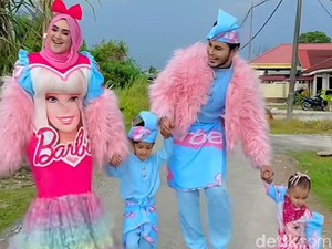 Viral Pasangan Pakai Baju Lebaran Heboh Tema Barbie Bikin Geleng-geleng Kepala