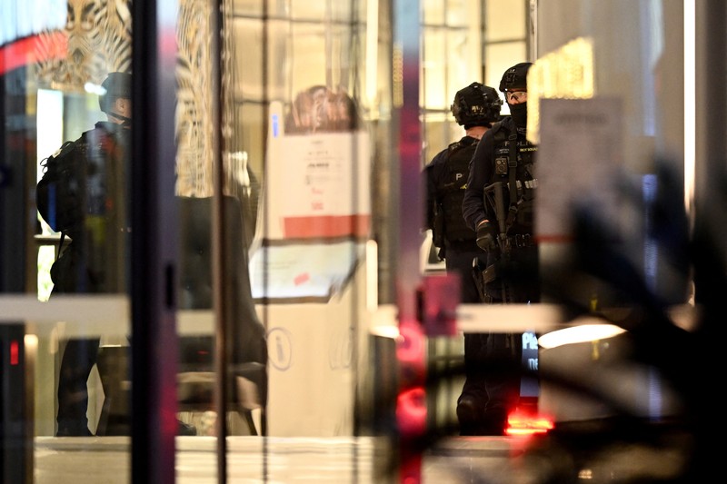 Emergency service workers are seen near Bondi Junction after multiple people were stabbed inside the Westfield Bondi Junction shopping centre in Sydney, April 13, 2024.AAP Image/Steven Saphore via REUTERS   ATTENTION EDITORS - THIS IMAGE WAS PROVIDED BY A THIRD PARTY. NO RESALES. NO ARCHIVE. AUSTRALIA OUT. NEW ZEALAND OUT. NO COMMERCIAL OR EDITORIAL SALES IN NEW ZEALAND. NO COMMERCIAL OR EDITORIAL SALES IN AUSTRALIA.