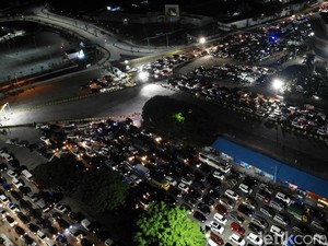 Penampakan Puncak Arus Balik di Pelabuhan Bakauheni dari Udara