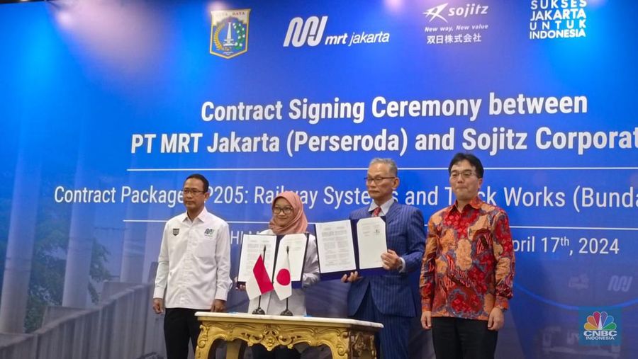 Proses Penandatanganan Kontrak CP205 MRT Jakarta dengan Sojitz, Rabu (17/4/2024) (վ/Martyasari Rizky)