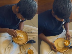 Bikin Mual, Pria Ini Makan Nasi dengan Kuah Cappuccino
