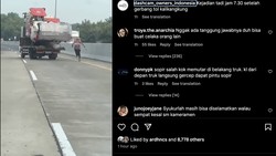 Kronologi Pria Jatuh Bangun Kejar Truk Jalan Sendiri di Tol, Sebelumnya Tabrak Palang