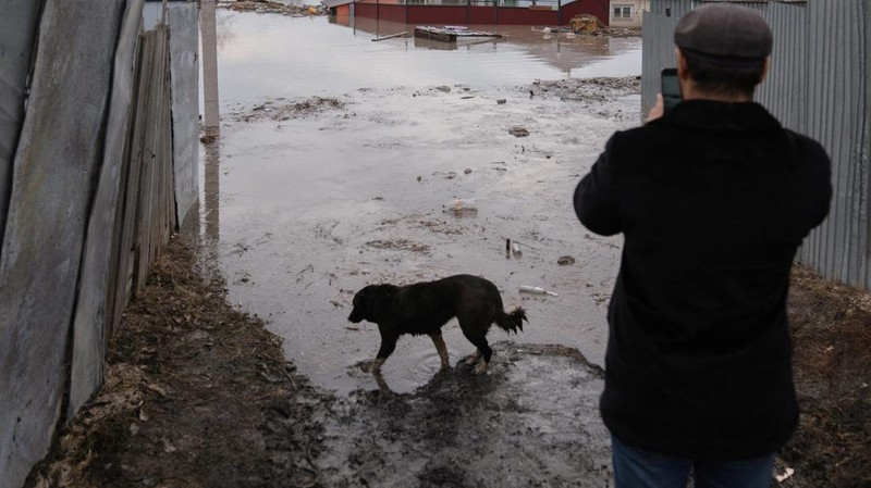 Banjir di Kazakhstan pada Rabu (17/4) waktu setempat. Proses evakuasi masih berlanjut di wilayah Kazakhstan Utara, Aktobe, hingga Kazakhstan Barat. (REUTERS/Tamara Vaal)