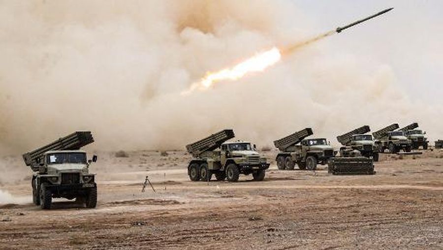 A handout picture provided by the Iranian Army media office on October 28, 2023 shows missiles being launched during a military drill in the Isfahan province in central Iran. (Photo by Iranian Army office / AFP) / RESTRICTED TO EDITORIAL USE - MANDATORY CREDIT