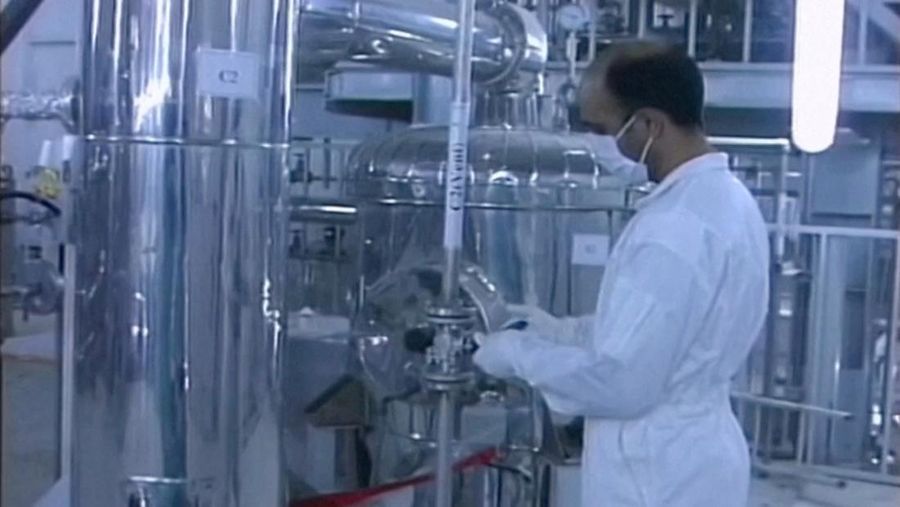 An employee works inside a nuclear facility in Isfahan, Iran, March 30, 2005, in this screengrab taken from video.  Reuters TV via REUTERS     IRAN OUT. NO COMMERCIAL OR EDITORIAL SALES IN IRAN