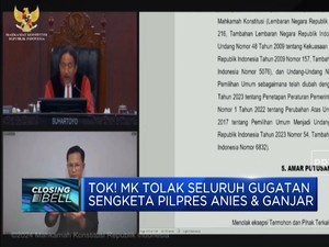 Video: MK Tolak Gugatan Semua Sengketa Pilpres
