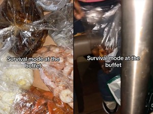 Niat Banget! Pria Ini Bawa Plastik untuk Bungkus Makanan di Resto AYCE