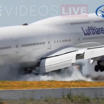 Momen Landing Horor 'Touch and Go' Pesawat Lufthansa Boeing 747-8i