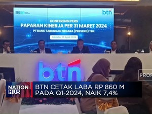  BTN Cetak Laba Rp 860 Miliar pada Q1-2024, Naik 7,4%