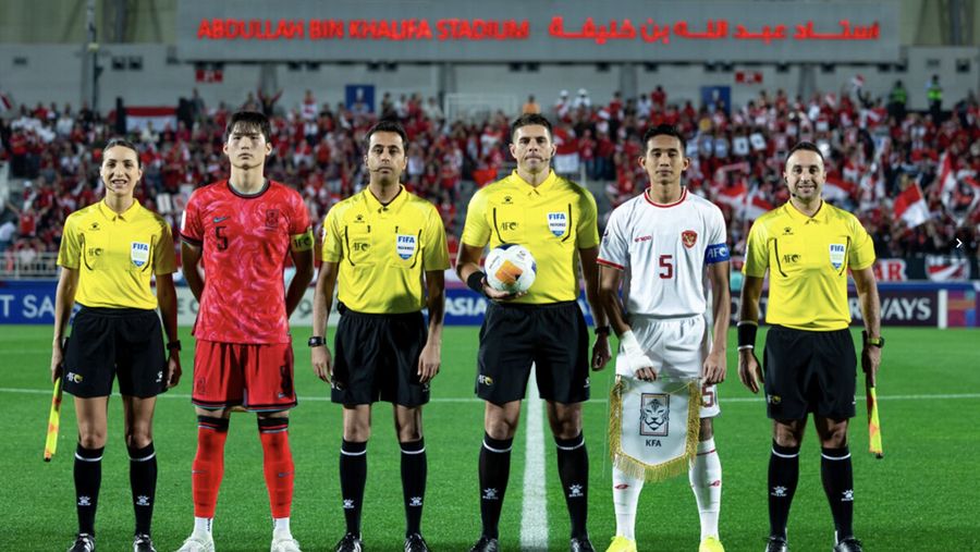 Sejarah tercatat kala Tim Nasional sepak bola Indonesia U-23 berhasil mengalahkan Korea Selatan U-23 di babak perempat final Piala Asia U-23 di Stadion Abdullah bin Khalifa, Doha, Qatar, Jumat (26/4/2024). (Dok. AFC)