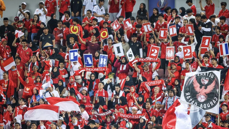 Sejarah tercatat kala Tim Nasional sepak bola Indonesia U-23 berhasil mengalahkan Korea Selatan U-23 di babak perempat final Piala Asia U-23 di Stadion Abdullah bin Khalifa, Doha, Qatar, Jumat (26/4/2024). (Dok. AFC)