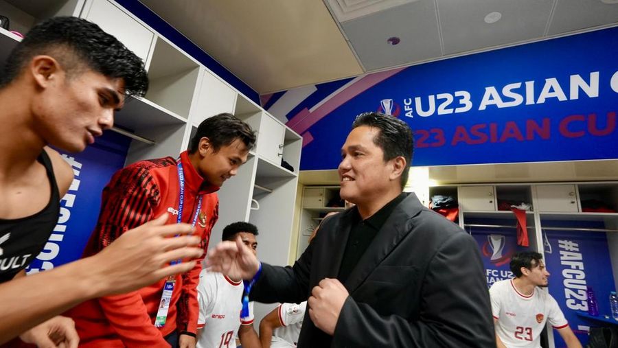 Sejarah tercatat kala Tim Nasional sepak bola Indonesia U-23 berhasil mengalahkan Korea Selatan U-23 di babak perempat final Piala Asia U-23 di Stadion Abdullah bin Khalifa, Doha, Qatar, Jumat (26/4/2024). (Dok. PSSI)