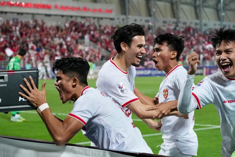 Sejarah tercatat kala Tim Nasional sepak bola Indonesia U-23 berhasil mengalahkan Korea Selatan U-23 di babak perempat final Piala Asia U-23 di Stadion Abdullah bin Khalifa, Doha, Qatar, Jumat (26/4/2024). (Dok. AFC)