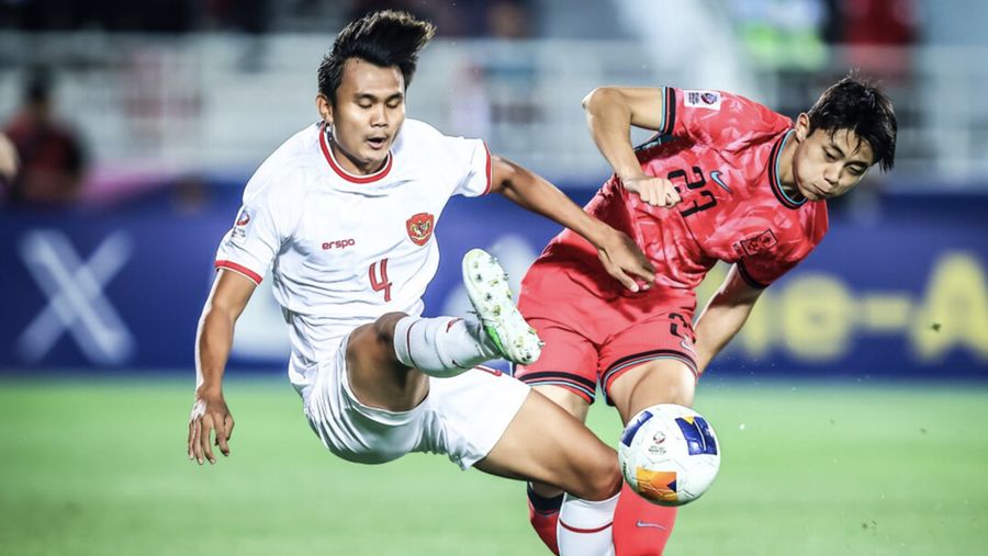 Sejarah tercatat kala Tim Nasional sepak bola Indonesia U-23 berhasil mengalahkan Korea Selatan U-23 di babak perempat final Piala Asia U-23 di Stadion Abdullah bin Khalifa, Doha, Qatar, Jumat (26/4/2024). (Dok. AFC)