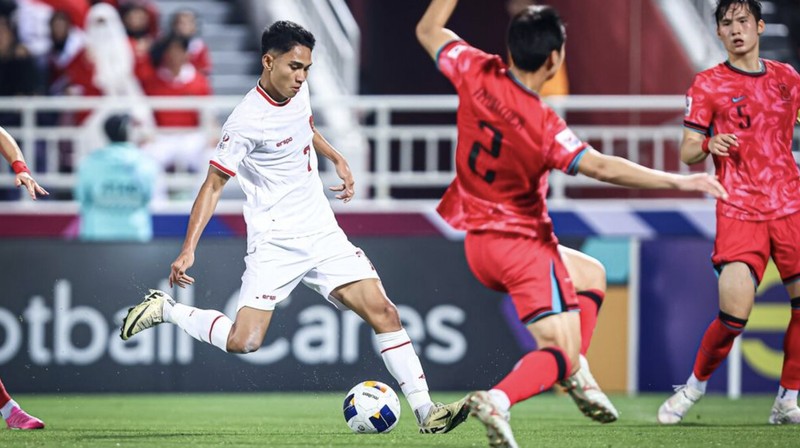 Sejarah tercatat kala Tim Nasional sepak bola Indonesia U-23 berhasil mengalahkan Korea Selatan U-23 di babak perempat final Piala Asia U-23 di Stadion Abdullah bin Khalifa, Doha, Qatar, Jumat (26/4/2024). (Dok. AFC)